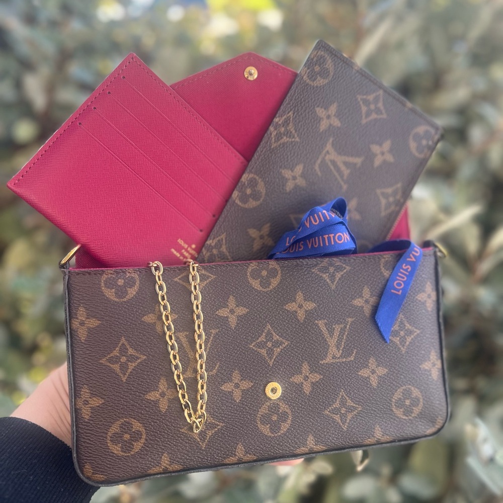 Louis Vuitton Monogram Clutch with Pink Interior